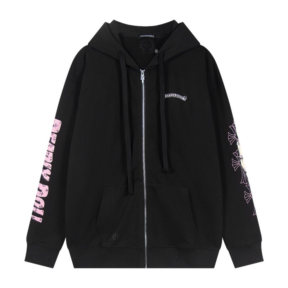 Kroxin Sanskrit letter print Miami hot girl pink print zipper sweatshirt